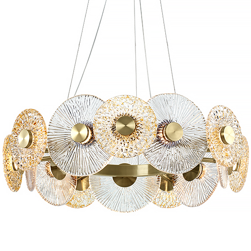 Люстра Clear and Amber Discs Chandelier Латунь Прозрачный Янтарь (Amber) Люстра Clear and Amber Discs Chandelier Латунь Прозрачный Янтарь (Amber) в Грозном | Loft Concept