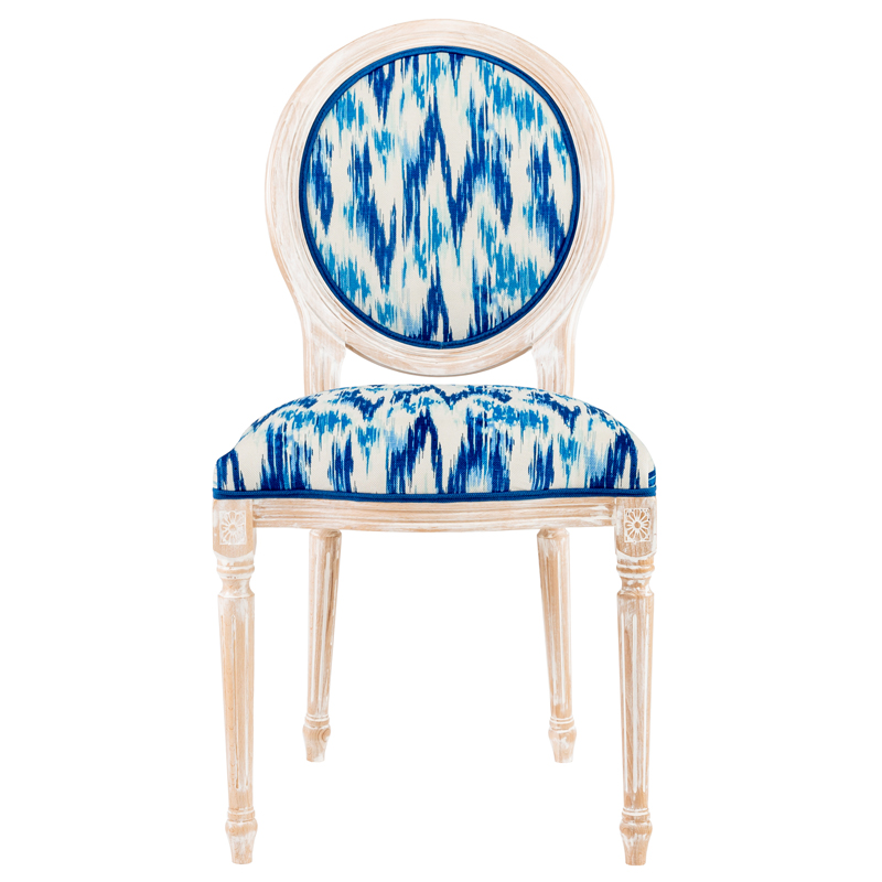 Стул с синим узором Ikat Pattern Белый Голубой Синий Стул с синим узором Ikat Pattern Белый Голубой Синий в Грозном | Loft Concept