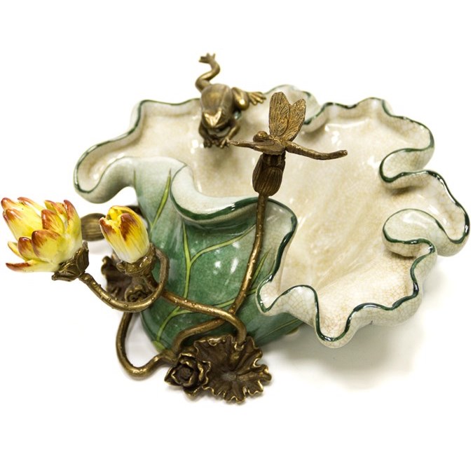 Чаша Water Lily Bowl Зеленый Бронза Белый Чаша Water Lily Bowl Зеленый Бронза Белый в Грозном | Loft Concept