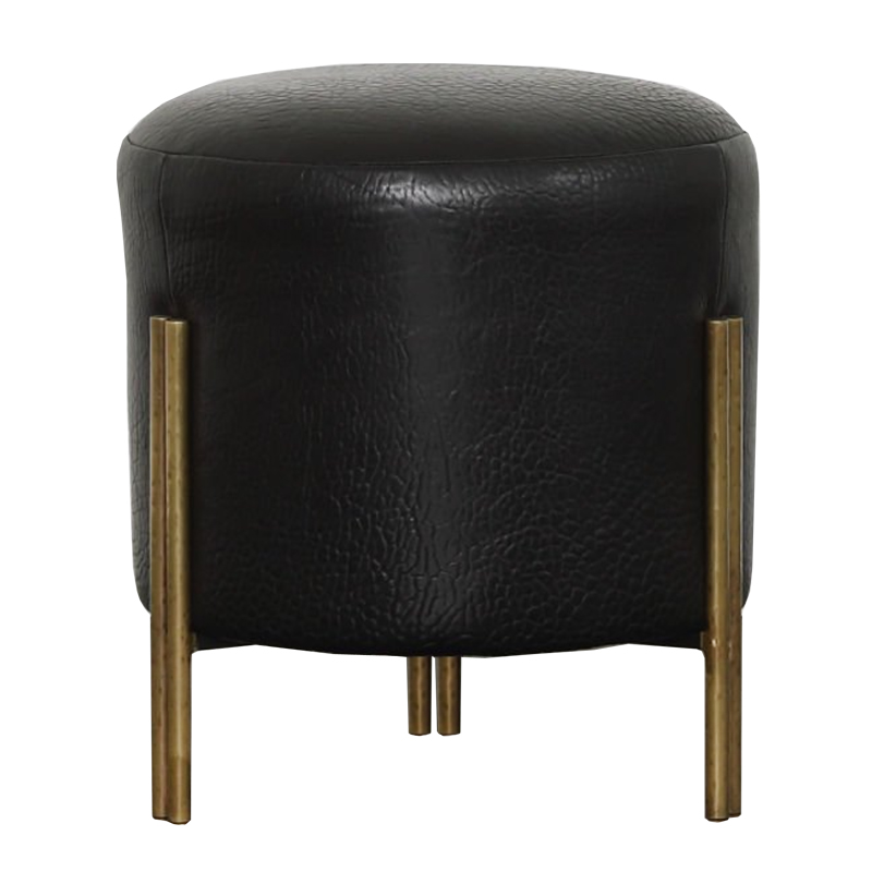 Пуф из черной кожи MELANGE FOOT STOOL Черный Латунь Пуф из черной кожи MELANGE FOOT STOOL Черный Латунь в Грозном | Loft Concept