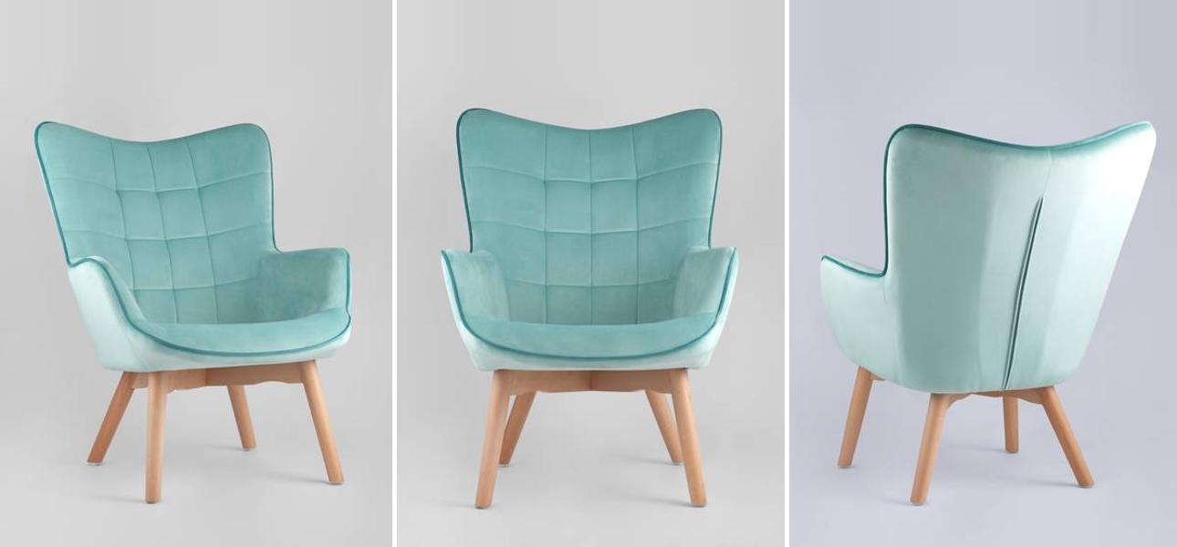 Кресло Cordelia голубой велюр - фото