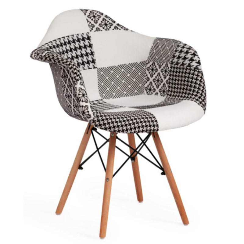 Стул DAW black&white patchwork Белый Древесина Черный Стул DAW black&white patchwork Белый Древесина Черный в Грозном | Loft Concept
