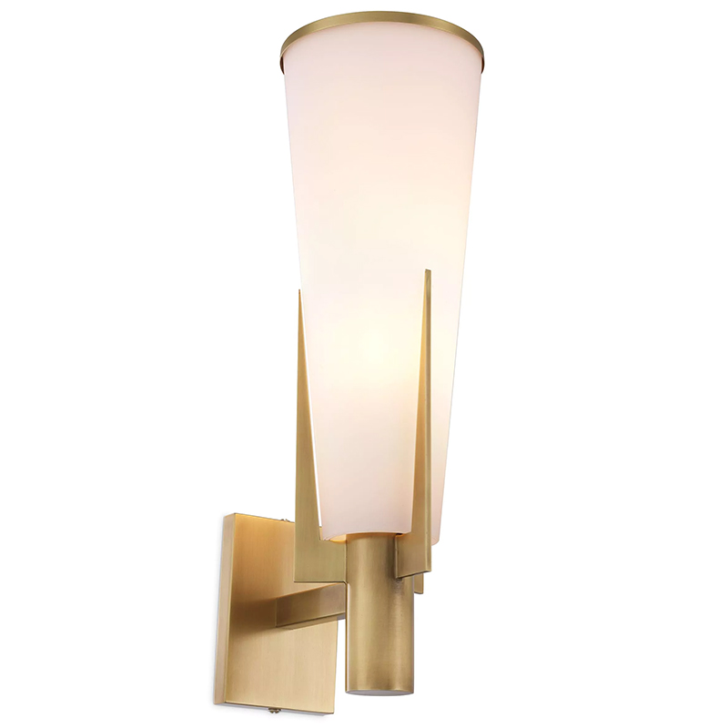Бра Eichholtz Wall Lamp Dino Brass Латунь Белое матовое стекло Бра Eichholtz Wall Lamp Dino Brass Латунь Белое матовое стекло в Грозном | Loft Concept
