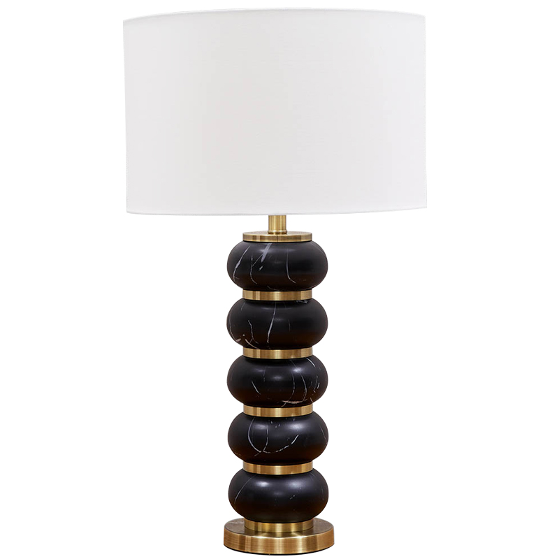 Настольная лампа с абажуром Alan Table Lamp Белый Черный Золотой Настольная лампа с абажуром Alan Table Lamp Белый Черный Золотой в Грозном | Loft Concept