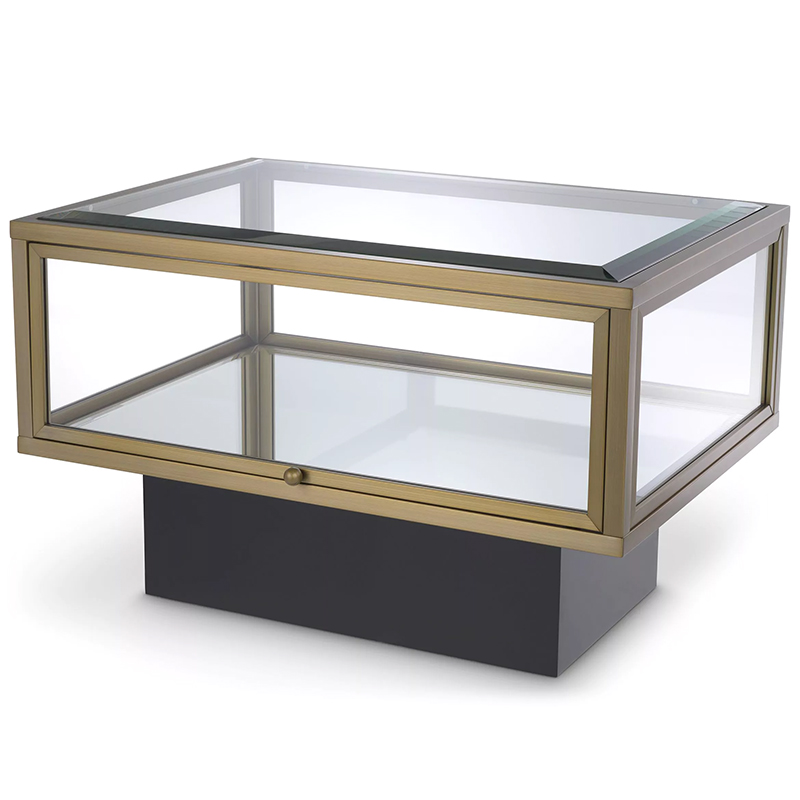 Приставной стол с витриной Eichholtz Side Table Ryan Черный Латунь Прозрачное Стекло Зеркало Приставной стол с витриной Eichholtz Side Table Ryan Черный Латунь Прозрачное Стекло Зеркало в Грозном | Loft Concept