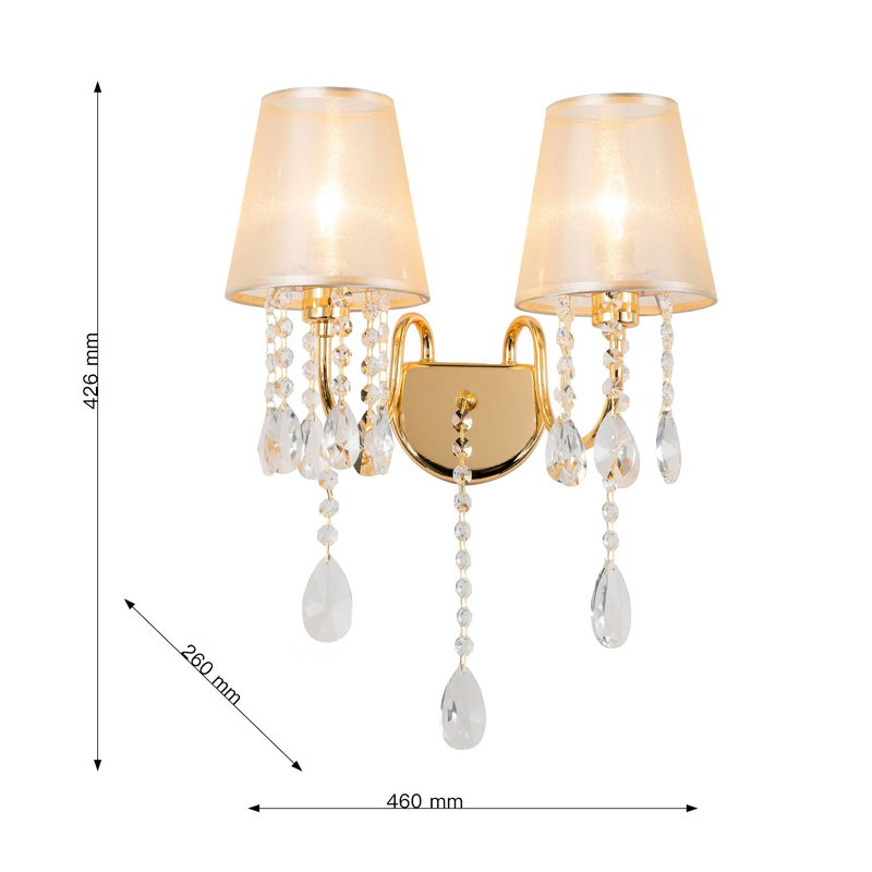 Двойное бра золотого цвета с хрустальным декором Dainty Light Двойное бра золотого цвета с хрустальным декором Dainty Light в Грозном