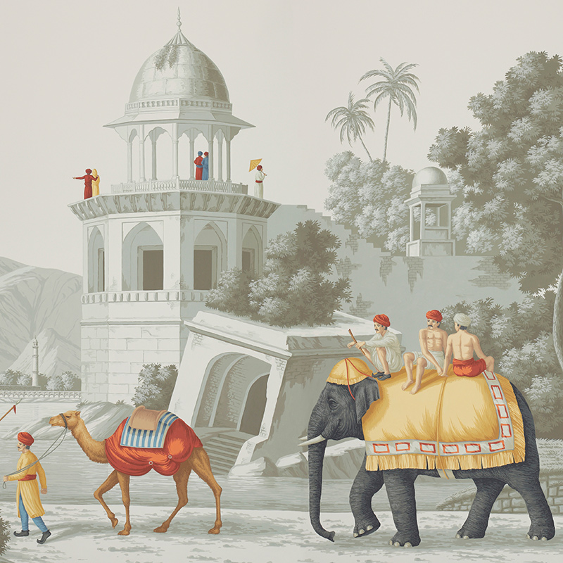 Обои ручная роспись Early Views of India Paille on Crystal Grey scenic paper Обои ручная роспись Early Views of India Paille on Crystal Grey scenic paper в Грозном | Loft Concept