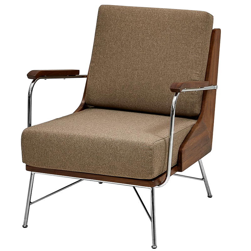 Кресло в ретро стиле Kinsey Armchair Коричневый Хром Кресло в ретро стиле Kinsey Armchair Коричневый Хром в Грозном | Loft Concept