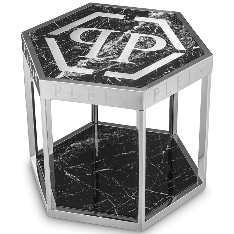 Приставной стол Philipp Plein Side Table Billionaire Chrome Хром Черный Мрамор Nero Приставной стол Philipp Plein Side Table Billionaire Chrome Хром Черный Мрамор Nero в Грозном | Loft Concept