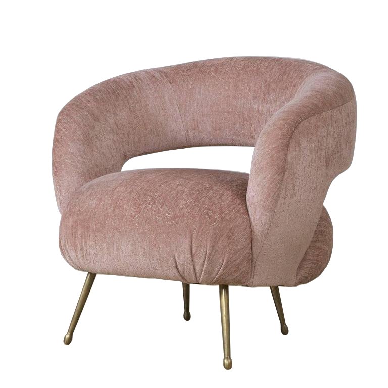 Кресло LAUREL LOUNGE CHAIR Латунь Розовый пастельный Кресло LAUREL LOUNGE CHAIR Латунь Розовый пастельный в Грозном | Loft Concept