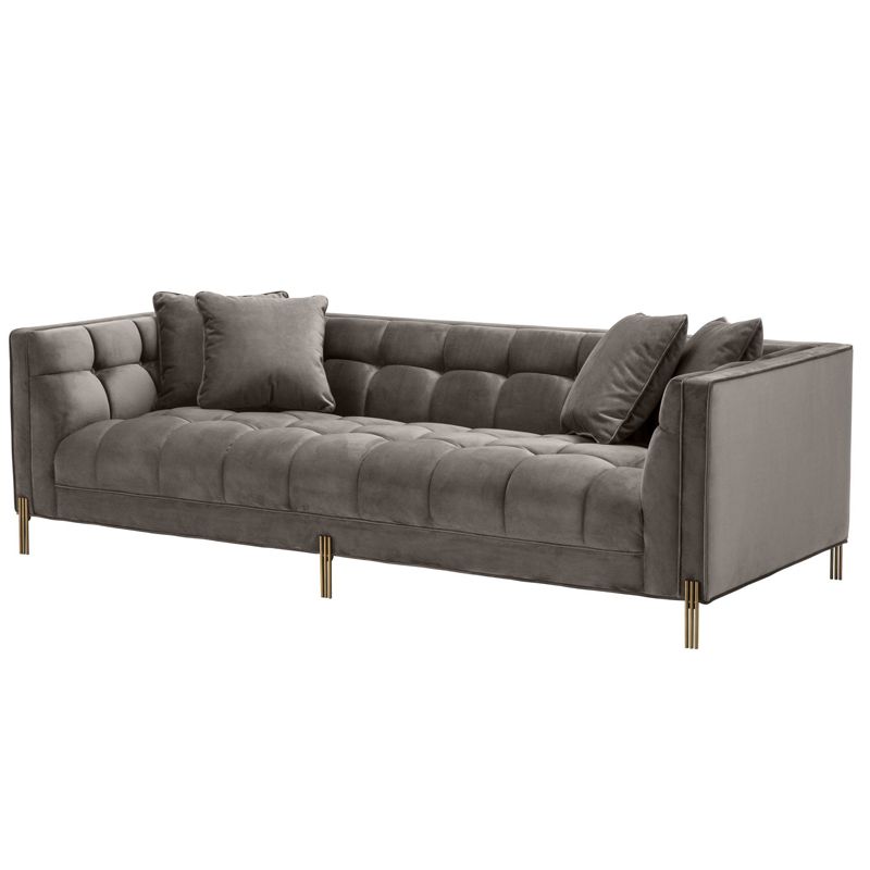 Диван Eichholtz Sofa Sienna grey Серый Матовая латунь Диван Eichholtz Sofa Sienna grey Серый Матовая латунь в Грозном | Loft Concept