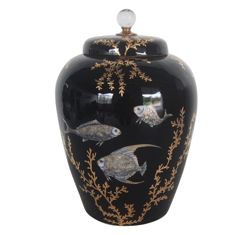 Ваза Vase Keg Algae Fish Черный Золотой Ваза Vase Keg Algae Fish Черный Золотой в Грозном | Loft Concept