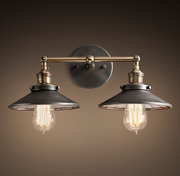 Бра Loft Cone 20th c.Factory filament Pendant Reflector Double Черный в Грозном | Loft Concept 