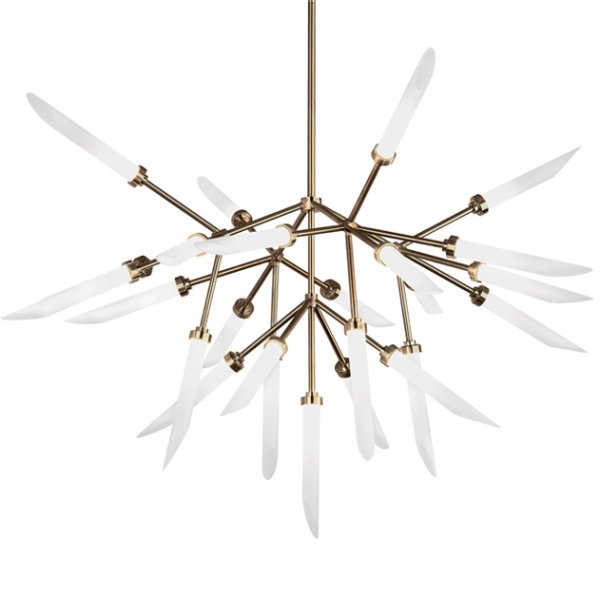Люстра Spur Chandelier Латунь Белый матовый Люстра Spur Chandelier Латунь Белый матовый в Грозном | Loft Concept