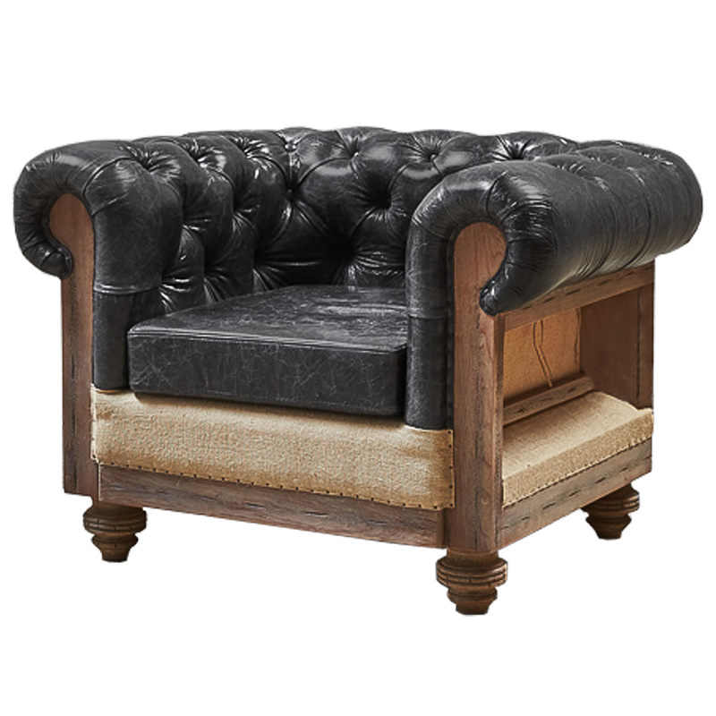 Кресло Deconstructed Chesterfield Armchair Графит Коричневый Кресло Deconstructed Chesterfield Armchair Графит Коричневый в Грозном | Loft Concept
