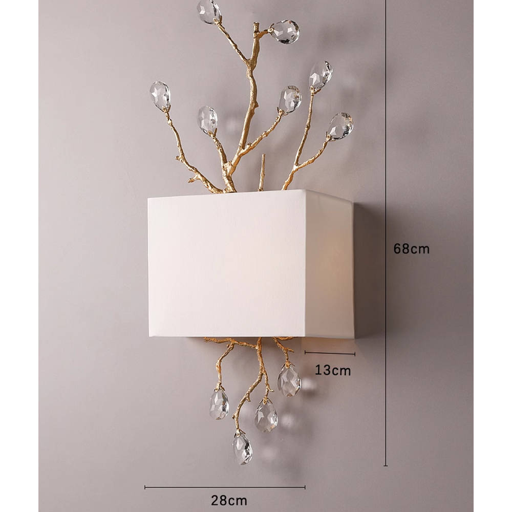 Бра с ветвистым каркасом и тканевым абажуром Crystals on the Branches в Грозном