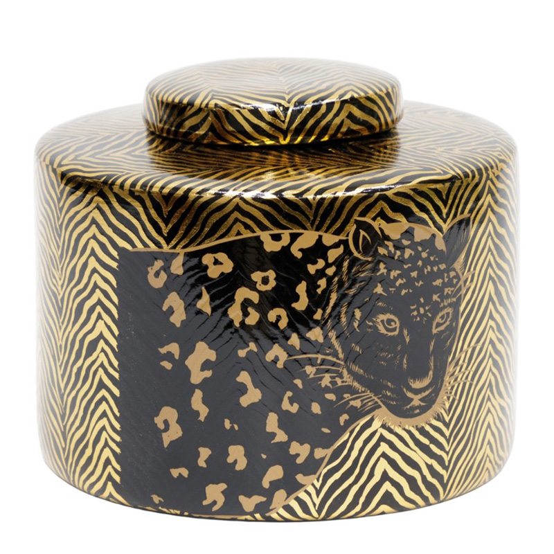 Ваза Leopard Vase black and gold 18 Черный Золотой Ваза Leopard Vase black and gold 18 Черный Золотой в Грозном | Loft Concept
