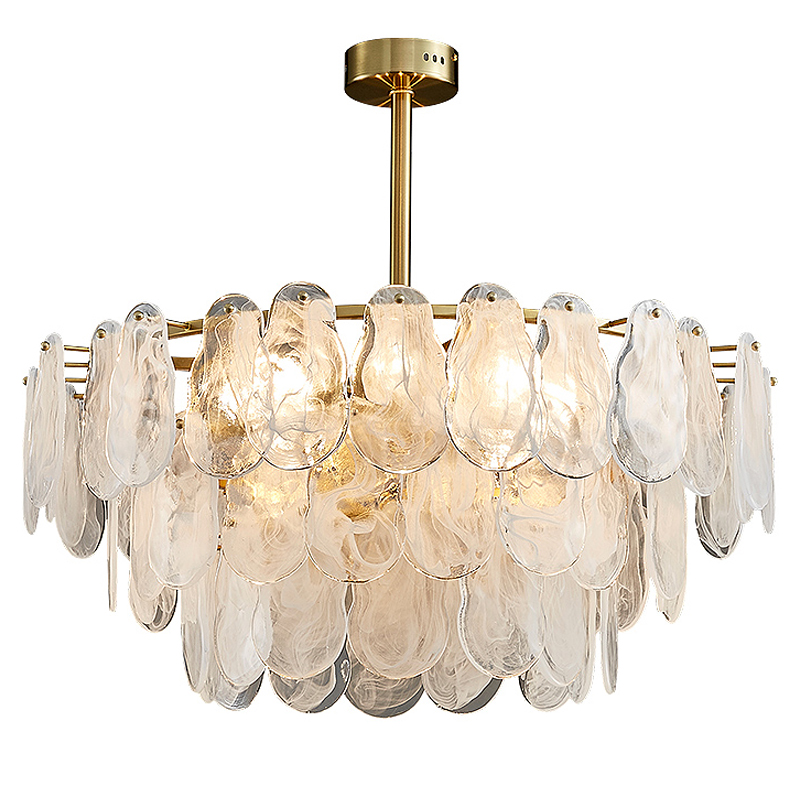 Люстра Maat Textured Glass Chandelier Глянцевое золото Белое матовое стекло Люстра Maat Textured Glass Chandelier Глянцевое золото Белое матовое стекло в Грозном | Loft Concept