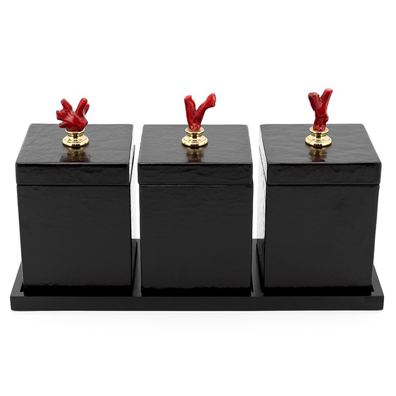 Набор шкатулок BOX KRIZIA SET3PCS Черный Красный Набор шкатулок BOX KRIZIA SET3PCS Черный Красный в Грозном | Loft Concept