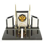 Настольный письменный набор из мрамора и змеевика с гербом России Marble Accessory варинант исполнения - 1 | Loft Concept в Грозном