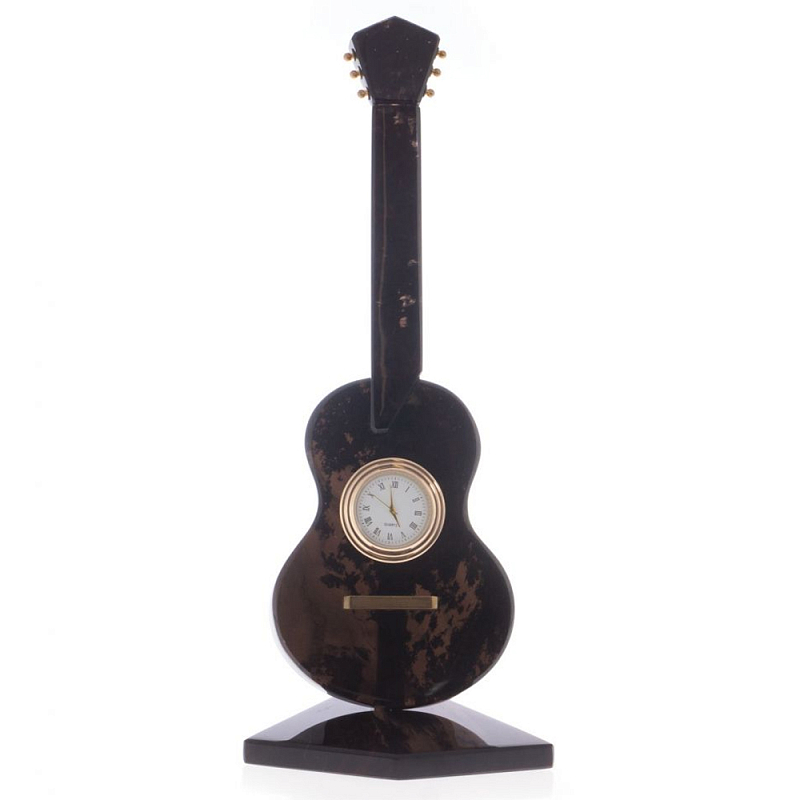 Часы настольные в виде гитары из натурального камня Обсидиан Stone Clock Коричневый Черный Часы настольные в виде гитары из натурального камня Обсидиан Stone Clock Коричневый Черный в Грозном | Loft Concept