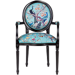 Полукресло из массива бука бирюзовое с изображением птиц и цветов Turquoise Chinoiserie Garden Chair варинант исполнения - 1 | Loft Concept в Грозном