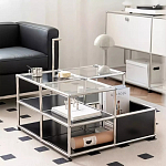 Дизайнерский журнальный стол квадратный с полками Akydy варинант исполнения - 3 | Loft Concept в Грозном