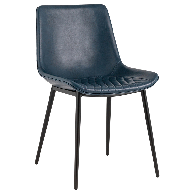 Стул с обивкой из экокожи темно-синего цвета RHOMBUSES UPHOLSTERY Темно-синий Черный Стул с обивкой из экокожи темно-синего цвета RHOMBUSES UPHOLSTERY Темно-синий Черный в Грозном | Loft Concept
