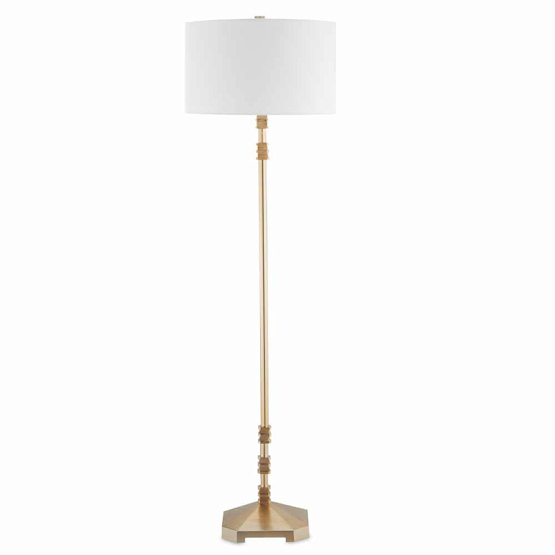 Торшер с абажуром в форме цилиндра на золотистом каркасе Floor lamp Amanda Белый Золотой Торшер с абажуром в форме цилиндра на золотистом каркасе Floor lamp Amanda Белый Золотой в Грозном | Loft Concept