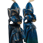 Комплект из 2-х деревянных статуэток Asmat Straw Headdress Statuettes Blue варинант исполнения - 9 | Loft Concept в Грозном