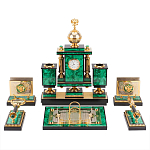 Настольный письменный набор из малахита и долерита с декором в виде герба России Leader Organizer варинант исполнения - 1 | Loft Concept в Грозном