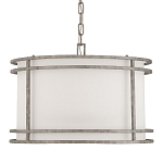 Подвесной светильник в виде барабана с тканевым абажуром и металлическим каркасом Warm Glow варинант исполнения - 3 | Loft Concept в Грозном