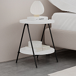 Стол приставной с 2-мя круглыми белыми столешницами ESSEL SIDE TABLE WHITE варинант исполнения - 7 | Loft Concept в Грозном