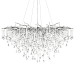 Люстра подвесная с прозрачными стеклянными подвесками в форме капель Диаметр 100 см Droplet Chandelier варинант исполнения - 16 | Loft Concept в Грозном