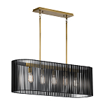 Люстра подвесная овальной формы с металлическим решетчатым абажуром матово-черного цвета и 5 лампами Kichler варинант исполнения - 2 | Loft Concept в Грозном