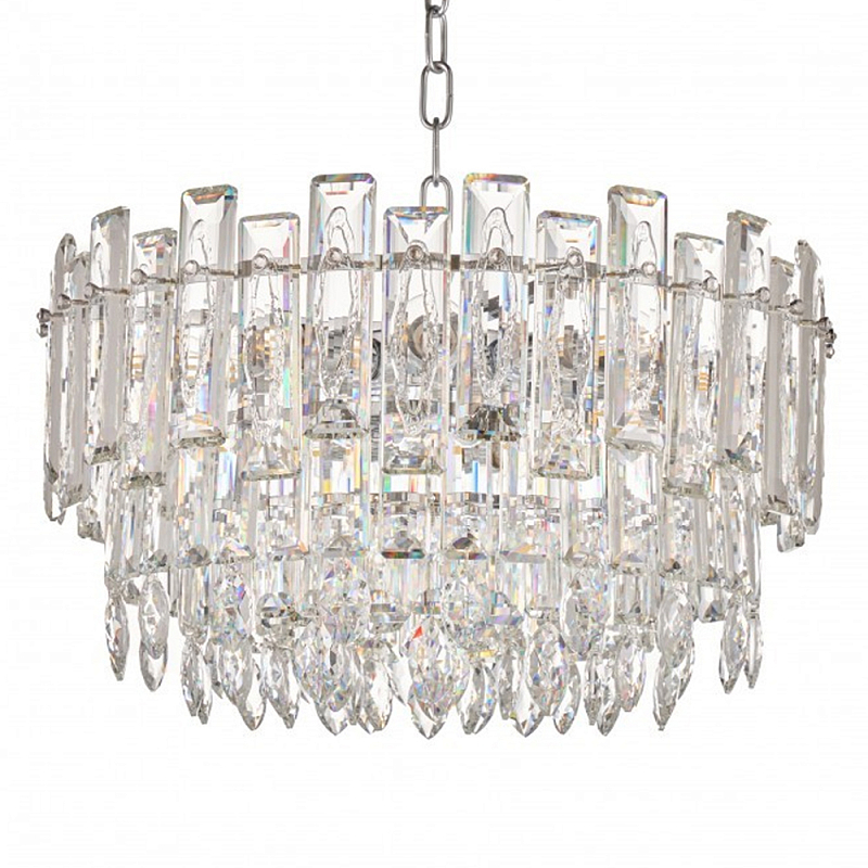 Круглая люстра с хрустальными подвесками на серебряном каркасе Gorgeous Crystal Light Хром Прозрачный Круглая люстра с хрустальными подвесками на серебряном каркасе Gorgeous Crystal Light Хром Прозрачный в Грозном | Loft Concept