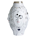 Ваза с декоративными лицами и графическими элементами в виде сердец и символов Faces of Imagination варинант исполнения - 1 | Loft Concept в Грозном