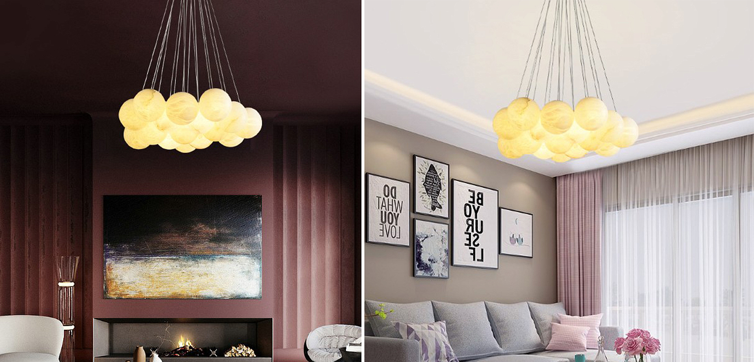 Каскадный Cветильник 16 Шариков из натурального мрамора Marble Balls Lamp Каскадный Cветильник 16 Шариков из натурального мрамора Marble Balls Lamp - Loft-Concept в Грозном