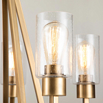 Люстра цвета латунь с 5-ю цилиндрическими плафонами из прозрачного пузырчатого стекла Kichler варинант исполнения - 4 | Loft Concept в Грозном