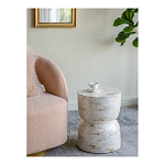 Приставной столик с мозаичным рисунком из раковин устриц Bone Inlay варинант исполнения - 6 | Loft Concept в Грозном