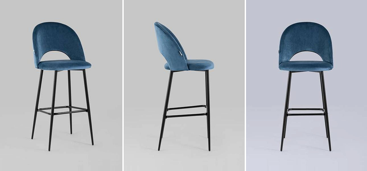 Барный Стул CLIFF Chair Синий Велюр Барный Стул CLIFF Chair Синий Велюр - Loft-Concept в Грозном