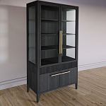 Витрина Primo со стеклянными фасадами и буфетом шпон Черный дуб варинант исполнения - 3 | Loft Concept в Грозном