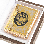 Портсигар на 20 сигарет с гравировкой Герба России в подарочной коробке Metal Cigarettes Cases варинант исполнения - 4 | Loft Concept в Грозном