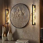 Бра вертикальное черного цвета с золотыми кругами и квадратами Gravyura варинант исполнения - 6 | Loft Concept в Грозном