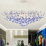 Люстра овальная с синими стеклянными подвесками в форме капель FAIRYTREE Light варинант исполнения - 4 | Loft Concept в Грозном