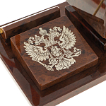 Настольный письменный набор с часами в виде пирамиды из природного камня обсидиана Pyramid of Time варинант исполнения - 3 | Loft Concept в Грозном