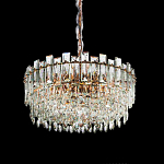 Круглая люстра с хрустальными подвесками на золотистом каркасе Gorgeous Crystal Light варинант исполнения - 6 | Loft Concept в Грозном