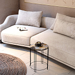 Стол журнальный круглый со столешницей из стекла Gold and Black Marble варинант исполнения - 5 | Loft Concept в Грозном