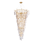 Люстра подвесная в форме перевернутой пирамиды с металлическими ветвями и прозрачными стеклянными подвесками Droplet Chandelier варинант исполнения - 2 | Loft Concept в Грозном