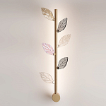 Бра с золотистой вертикальной трубкой и декоративными прозрачными листьями из стекла Sylva  варинант исполнения - 2 | Loft Concept в Грозном